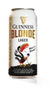 Bottle of Guinness Blonde on White Background
