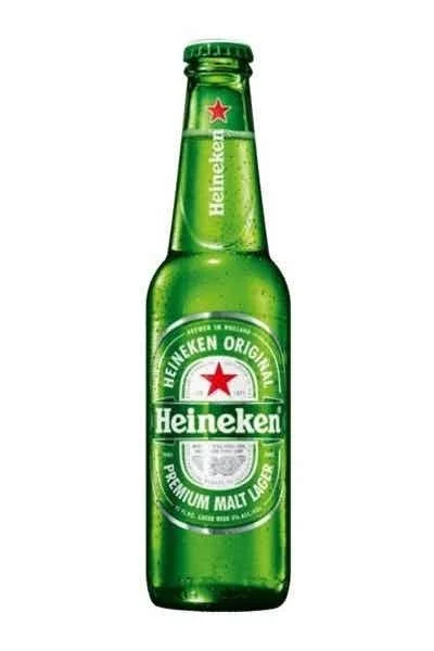 Bottle of Heineken Lager on White Background
