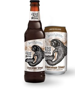 Side-by-Side of SweetWater 420 Strain Chocolope Stout Bottle and Can