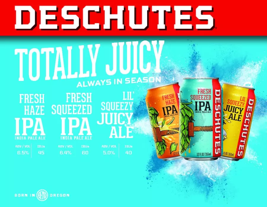 2 IPAs and one Juicy Ale Deschutes canned beer